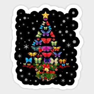 Merry Christmas Butterfly Tree Sticker